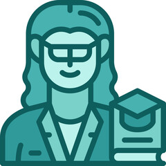 woman professor two tone icon