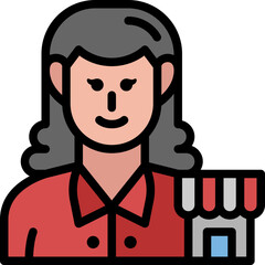 woman entrepreneur filled outline icon