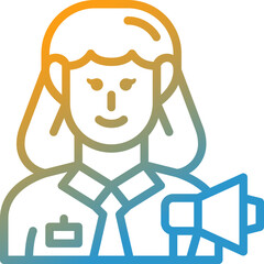 woman advertiser gradient line icon