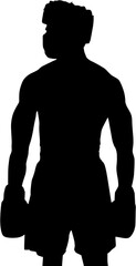 Digital png silhouette of male boxer on transparent background