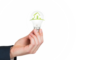 Digital png photo of man holding light bulb on transparent background