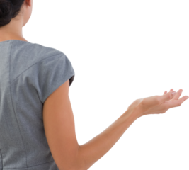 Digital png photo of rear view of caucasian businesswoman on transparent background