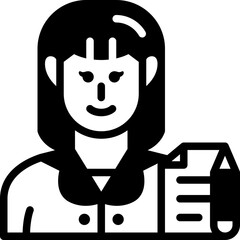 female writer solid line icon