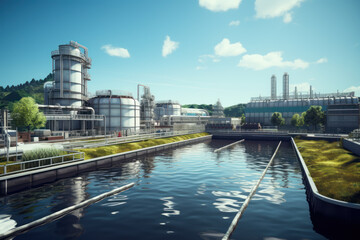 Commercial industrial structure and industrial plant. A complex network of factories, technology, and environmental considerations in the world of manufacturing