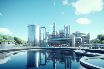 Commercial industrial structure and industrial plant. A complex network of factories, technology, and environmental considerations in the world of manufacturing