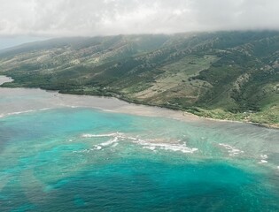 View of the island of Maui (Hawaii) from a helicopter