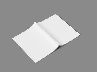Front and Back Magazine Cover White Blank 3D Render Mockup