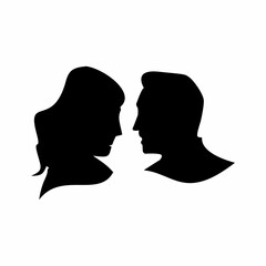 Man and woman silhouette face to face — vector