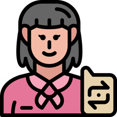 woman interpreter filled outline icon