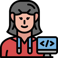 woman programmer filled outline icon