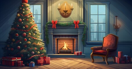 Christmas day background illustration Generative AI