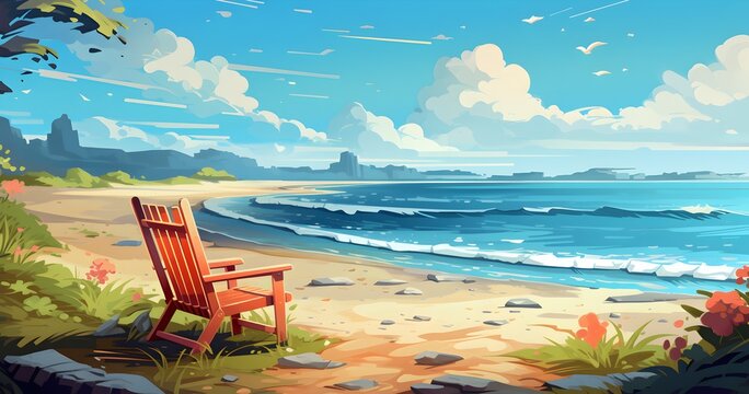 Summer background with beach background Generative AI