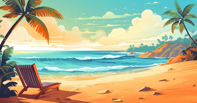 Summer background with beach background Generative AI