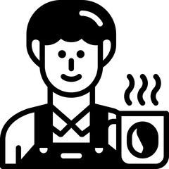 barista solid line icon