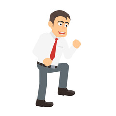 Businessman is a winner. Successful man rejoices, vector illustration