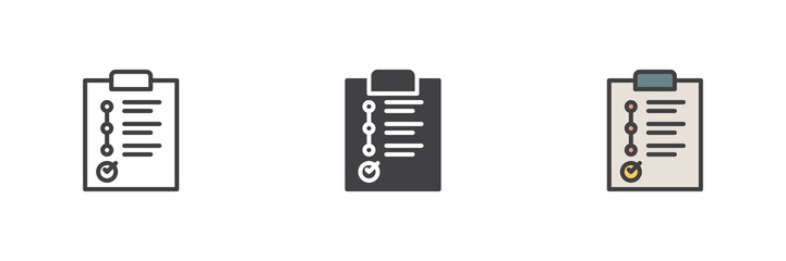 Checklist with check mark different style icon set
