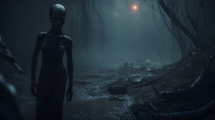 Obraz premium Extraterrestrial Enigma: Unraveling the Mystique of Alien Beings