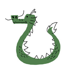 シンプルな手書き風の龍・ドラゴンのイラスト