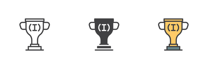 Trophy cup different style icon set