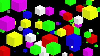 Beautiful illustration of colorful cube shapes isolated on plain black background