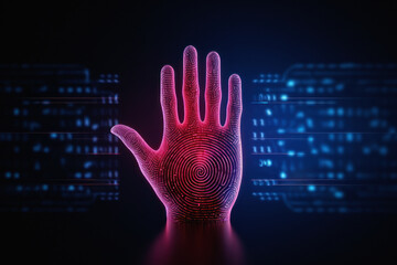 Hand in fingerprint concept illustration. Exploring the future of biometric technology, digital security, and human connectivity in the modern age of information and innovation