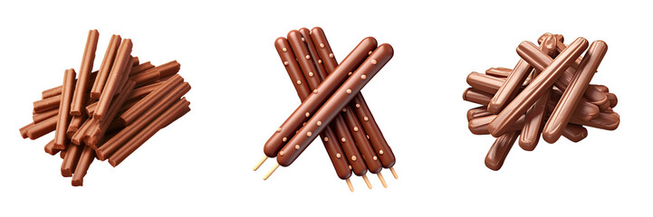 a cracker stick covered in chocolate on transparent background
