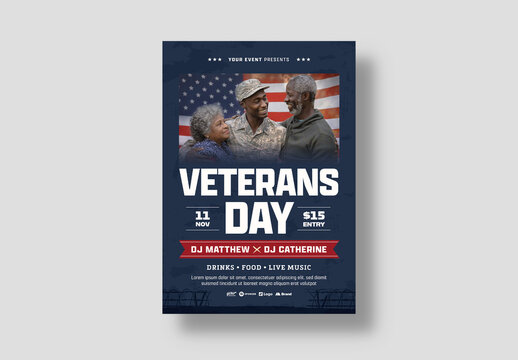 Veterans Day Flyer Layout for Military Army Veteran