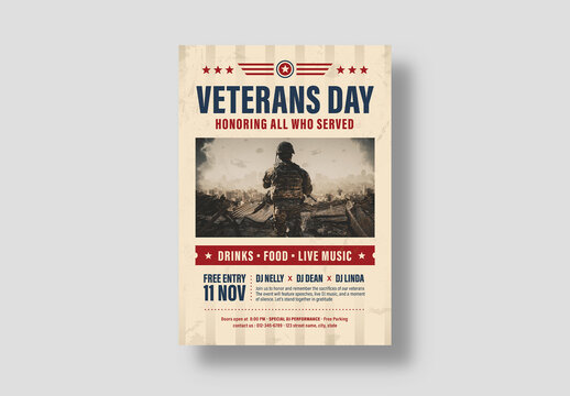 Veterans Day Flyer Layout For Military Events Army Reunion