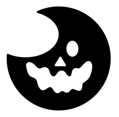 Cute moon halloween cartoon silhouette icon 