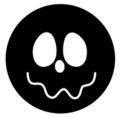 Cute full moon halloween cartoon silhouette icon