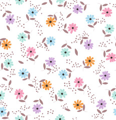 seamless patterns with vintage groovy daisy flowers. Retro floral background surface design, textile, stationery, wrapping paper, covers. 60s, 70s, 80s style