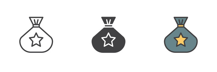 Bonus money bag different style icon set