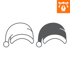 Santa hat line and solid icon, outline style icon for web site or mobile app, merry christmas and new year, xmas hat vector icon, simple vector illustration, vector graphics with editable strokes.