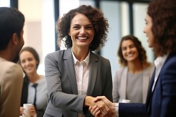 successful business people shaking hands in the office. Finishing successful meeting. handshake in the office
