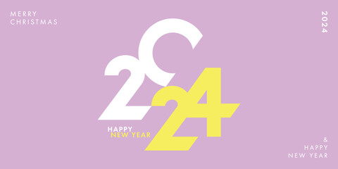 Creative concept of 2024 Happy New Year poster. Design template with typography logo 2024 for celebration and season decoration. Minimalistic trendy background for branding, banner, cover, card
