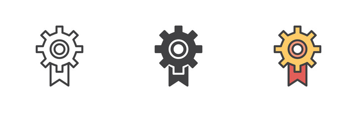 Cogwheel with ribbon different style icon set