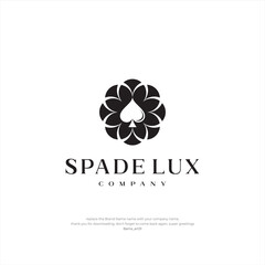 Ace of spade abstract luxury design logo. decorative Spade Poker logo icon illustration in line outline style flower Modern and Creative logo design inspiration vector illustration