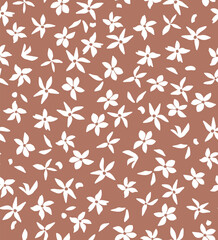 pattern on a pink background with a  wild  flowers of different sizes artwork for tattoo, fabrics, souvenirs, packaging, greeting cards and scrapbooking