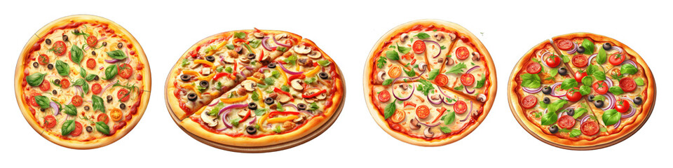 Veggie Pizza clipart collection, vector, icons isolated on transparent background