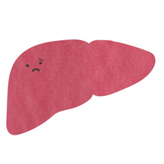 表情付きかわいいタッチの肝臓のイラスト
