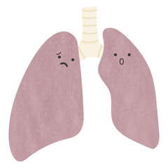 表情付きかわいいタッチの肺のイラスト