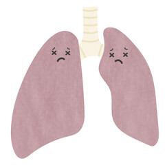 表情付きかわいいタッチの肺のイラスト