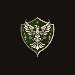 Fototapeta premium simple eagle head logo with shield