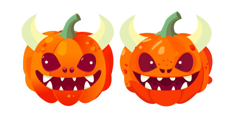 Set of evil Pumpkin dragon, halloween vector. evil,cute, pumpkin dragon. halloween pumpkins