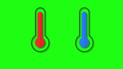 Green screen thermometer 2D animation. Simple temperature rise animation temperature measurement motion graphic.Mercury glass thermometer.