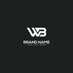 Abstract initial letter WB BW logo design template - vector.