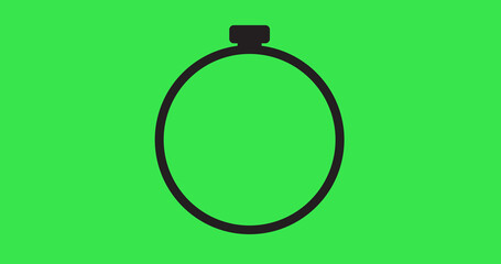 Simple 2D stopwatch start to stop round completion animation. Old school flat stopwatch icon motion graphic. Countdown watch timer.