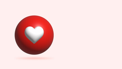 Red heart. Realistic 3d design icon heart symbol love in circle. Vector illustration