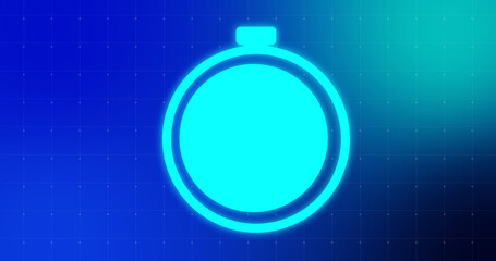 Modern trendy stylish 2D countdown timer animation in digital technology colors. Futuristic stopwatch start stop motion graphic.