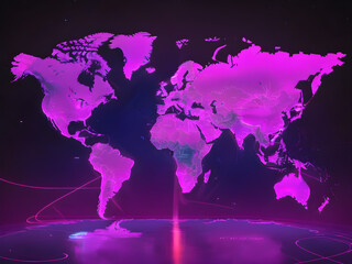 Global Unity: World Map Illuminated with Cancer Awareness Ribbons on National Cancer Awareness Day